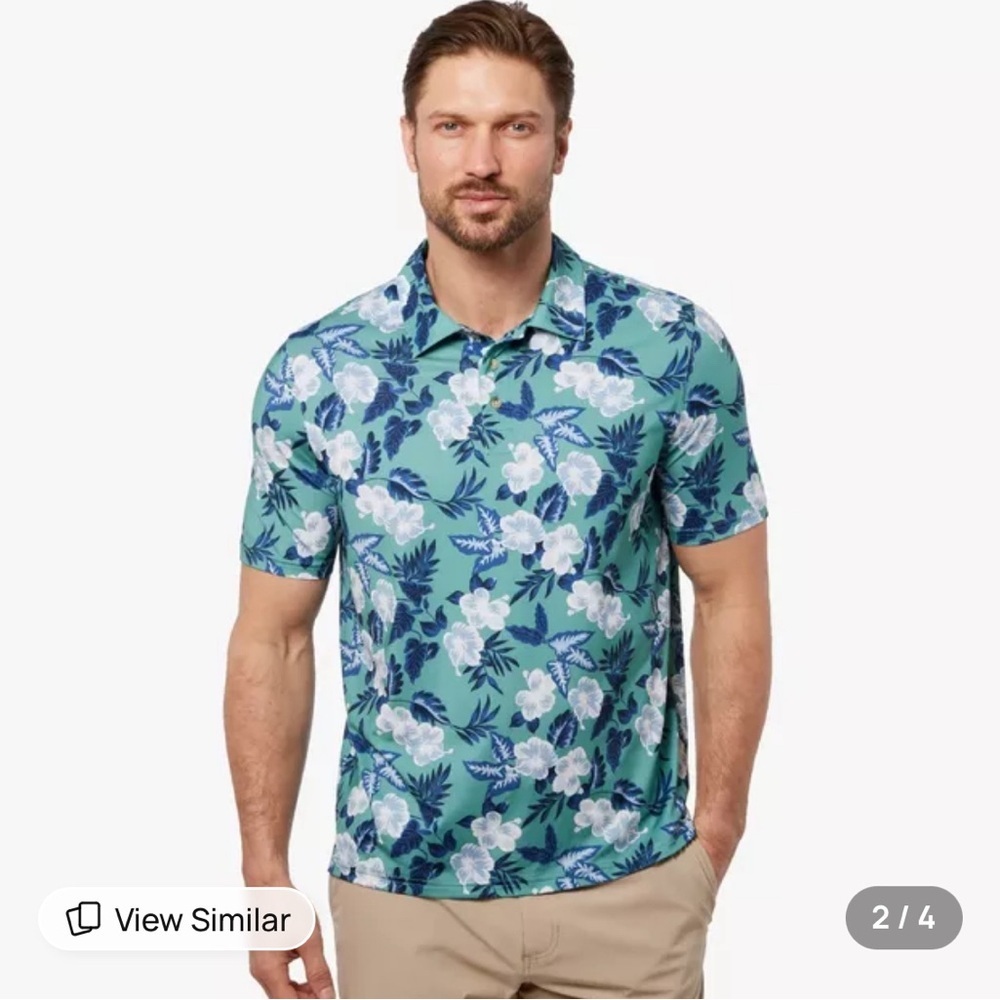 Fair Harbor The Midway Polo | Seapine Floral | Mens Size L